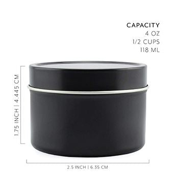 Individual 4oz & 8oz Candle Black Tin Can w/Lid