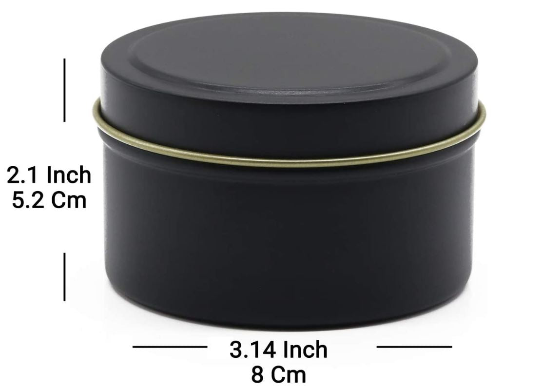 Individual 4oz & 8oz Candle Black Tin Can w/Lid